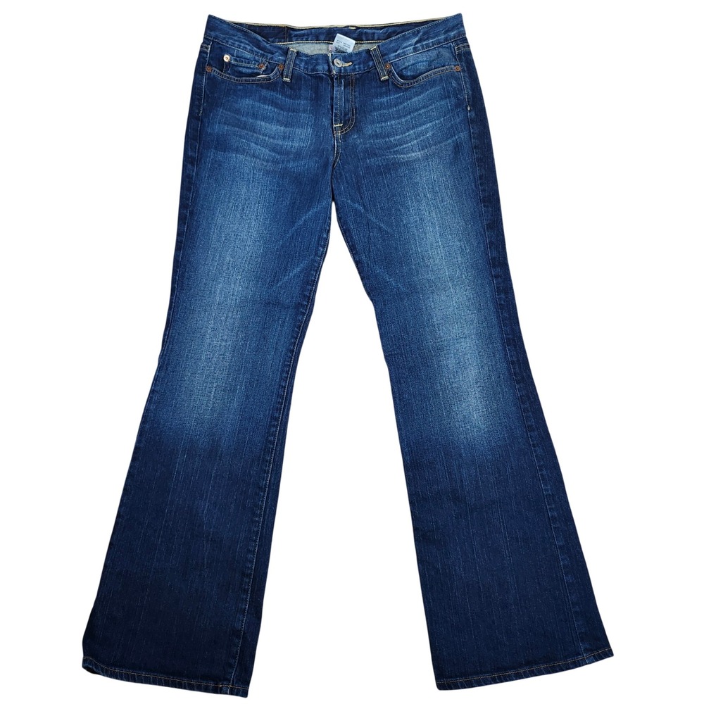 Lucky Brand Jeans Sweet N‎ Low Dark Wash Embroidered Bootcut Denim Size 14/32